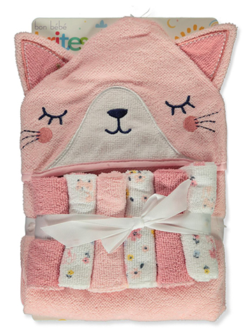 Bon Bebe Baby Girls' 7-Piece Kitty Towel With Washcloths Set - CookiesKids.com