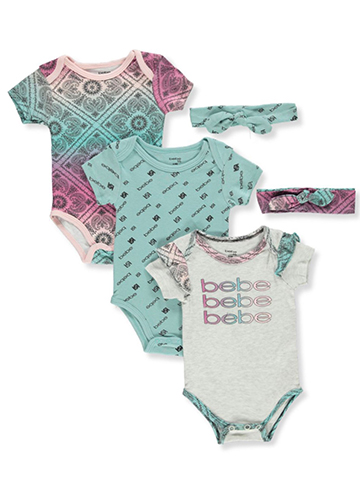 Bebe Baby Girls' 5-Piece Headbands & Bodysuits Set - CookiesKids.com