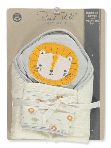 Rene Rofe Baby Boys' 2-Piece Natural Hooded Towel & Washcloth Set - CookiesKids.com