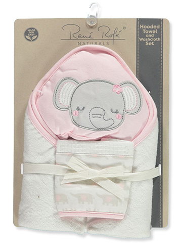 Rene Rofe Baby Girls' 2-Piece Natural Hooded Towel & Washcloth Set - CookiesKids.com