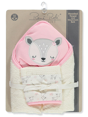 Rene Rofe Baby Girls' 2-Piece Natural Hooded Towel & Washcloth Set - CookiesKids.com