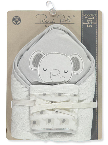 Rene Rofe Baby Boys' 2-Piece Natural Hooded Towel & Washcloth Set - CookiesKids.com