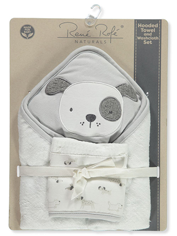 Rene Rofe Baby Boys' 2-Piece Natural Hooded Towel & Washcloth Set - CookiesKids.com