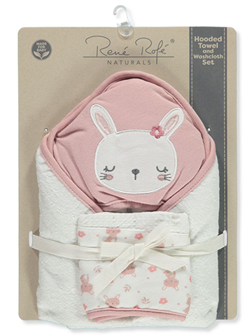 Rene Rofe Baby Girls' 2-Piece Natural Hooded Towel & Washcloth Set - CookiesKids.com