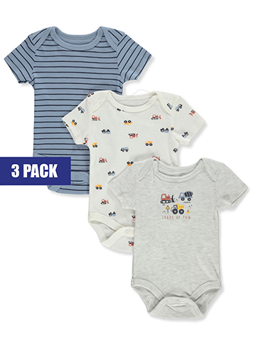 Baby Views Baby Boys' 3-Pack Trucks Bodysuits - CookiesKids.com