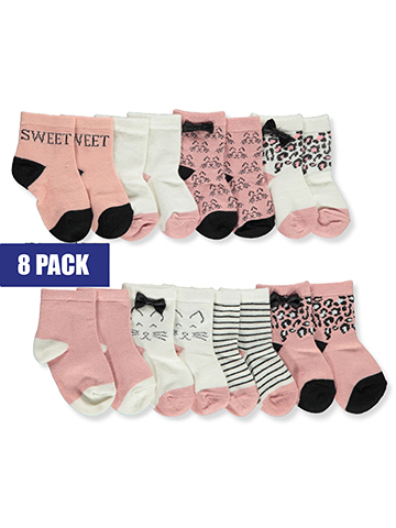 Rene Rofe Baby Girls' 8-Pack Cozy Kitten Socks - CookiesKids.com