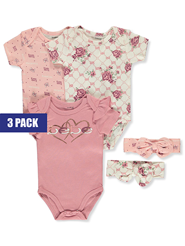 Bebe Baby Girls' 5-Piece Bodysuits With Headbands Set - CookiesKids.com