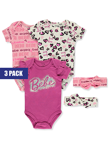 Bebe Baby Girls' 5-Piece Bodysuits With Headbands Set - CookiesKids.com