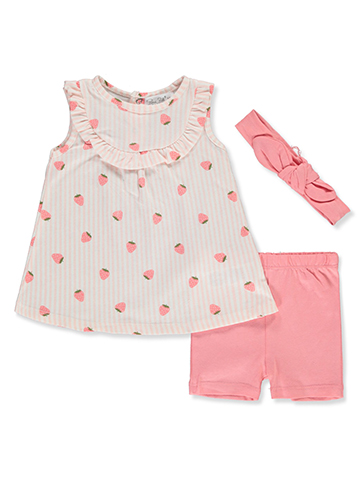 Rene Rofe Baby Girls' 3-Piece Bike Shorts Set Outfit - CookiesKids.com