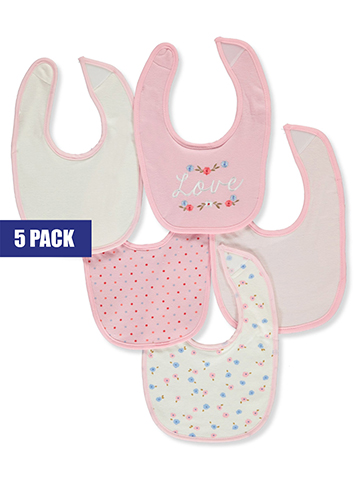 Rene Rofe Baby Girls' 5-Pack Love Terry Bibs - CookiesKids.com