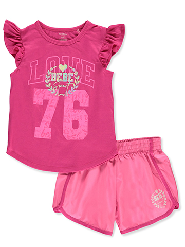 Bebe Girls' 2-Piece Dolphin Hem Shorts Set Outfit - CookiesKids.com