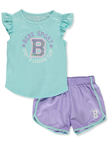 Bebe Girls' 2-Piece Dolphin Hem Shorts Set Outfit - CookiesKids.com