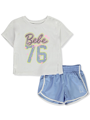 Bebe Girls' 2-Piece Dolphin Hem Shorts Set Outfit - CookiesKids.com