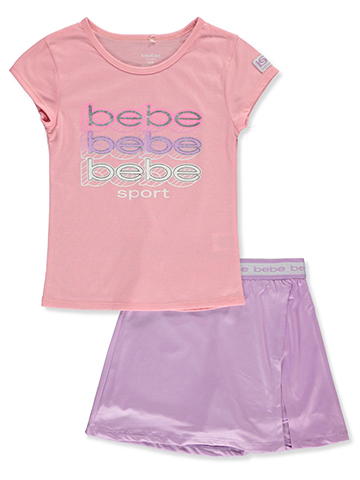 Bebe Girls' 2-Piece Sports Slit Scooter Skirt Set Outfit - CookiesKids.com
