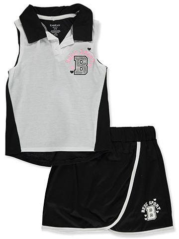 Bebe Girls' 2-Piece Varsity Scooter Skirt Set Outfit - CookiesKids.com