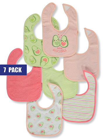 Bon Bebe Baby Girls' 7-Pack Waterproof Backed Bibs - CookiesKids.com