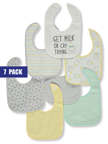Bon Bebe Baby Girls' 7-Pack Waterproof Backed Bibs - CookiesKids.com