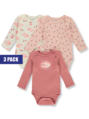 Baby Views Baby Girls' 3-Pack Fox Long-Sleeve Bodysuits - CookiesKids.com