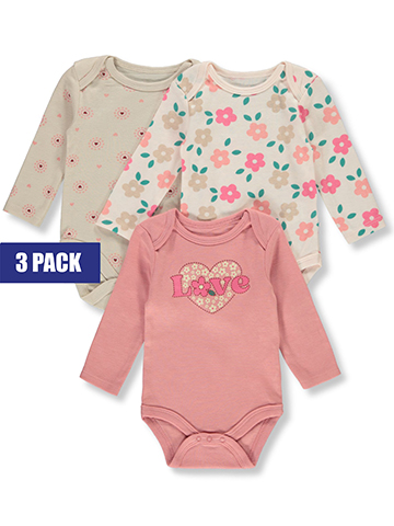 Baby Views Baby Girls' 3-Pack Love Long-Sleeve Bodysuits - CookiesKids.com