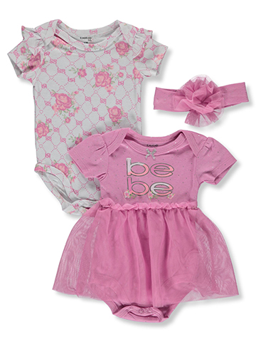 Bebe Baby Girls' 3-Piece Rose Tutu Bodysuit Set Outfit - CookiesKids.com
