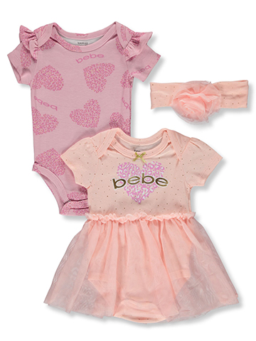 Bebe Baby Girls' 3-Piece Heart Tutu Bodysuit Set Outfit - CookiesKids.com