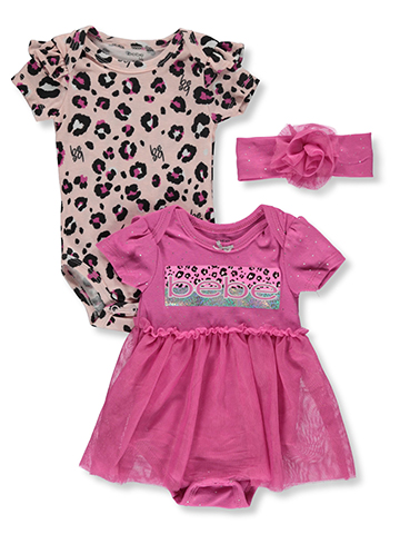 Bebe Baby Girls' 3-Piece Leopard Tutu Bodysuit Set Outfit - CookiesKids.com