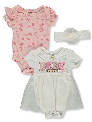 Bebe Baby Girls' 3-Piece Hearts Tutu Bodysuit Set Outfit - CookiesKids.com