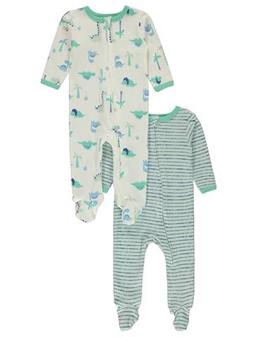 Bon Bebe Baby Boys' 2-Pack Dinosaur Footed Coveralls - CookiesKids.com