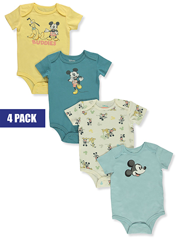 Disney Mickey Mouse Baby Boys' 4-Pack Bodysuits - CookiesKids.com