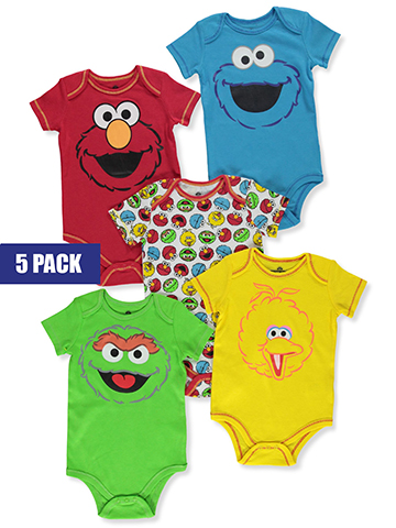 Sesame Street Baby Boys' 5-Pack Bodysuits - CookiesKids.com