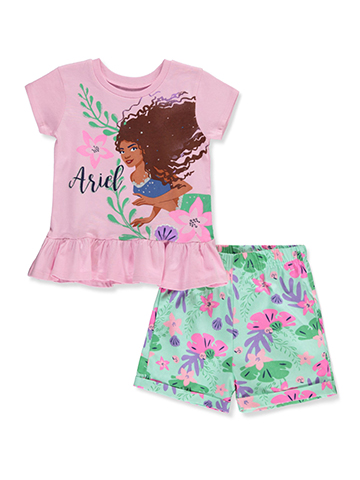 Disney The Little Mermaid Girls' 2-Piece Shorts Set Outfit - CookiesKids.com