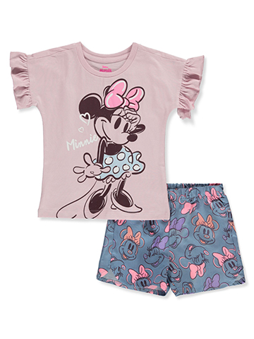 Disney Minnie Mouse Girls' 2-Piece Smile Shorts Set Outfit - CookiesKids.com