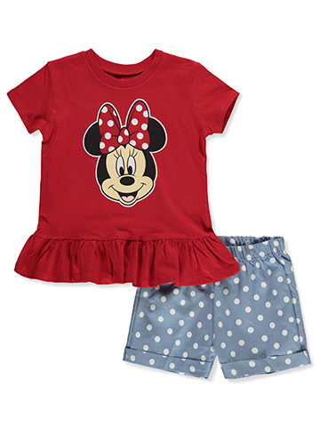 Disney Minnie Mouse Girls' 2-Piece Love Shorts Set Outfit - CookiesKids.com