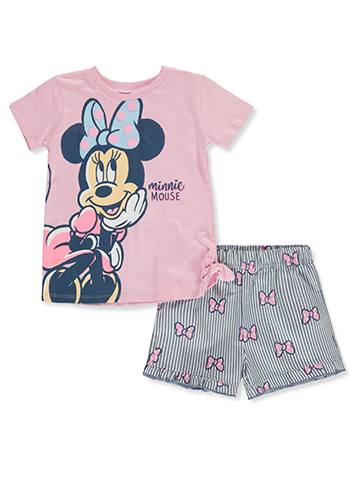 Disney Minnie Mouse Girls' 2-Piece Blush Shorts Set Outfit - CookiesKids.com