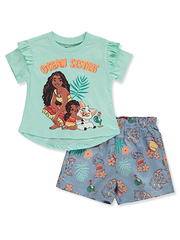 Disney Moana Girls' 2-Piece Pua Pig Shorts Set Outfit - CookiesKids.com