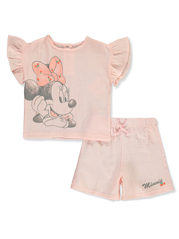 Disney Minnie Mouse Girls' 2-Piece Gauze Shorts Set Outfit - CookiesKids.com