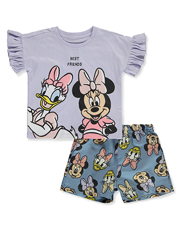 Disney Minnie Mouse Girls' 2-Piece Daisy Duck Shorts Set Outfit - CookiesKids.com
