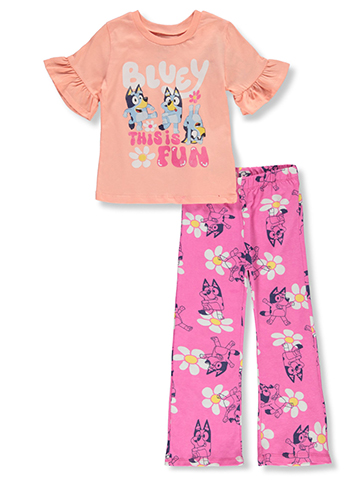 Bluey Girls' 2-Piece Flower Flare Leggings Set Outfit - CookiesKids.com