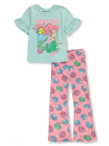 Disney Little Mermaid Girls' 2-Piece Flounder Flare Leggings Set Outfit - CookiesKids.com