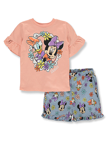 Disney Minnie Mouse Girls' 2-Piece Daisy Duck Shorts Set Outfit - CookiesKids.com