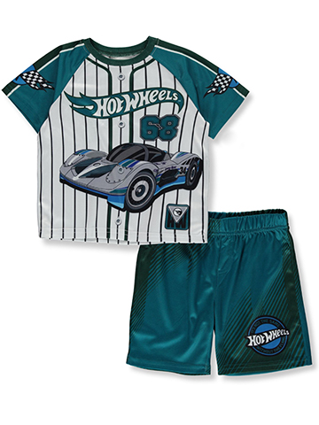Hot Wheels Boys' Baseball T-Shirt Shorts Set Outfit - CookiesKids.com