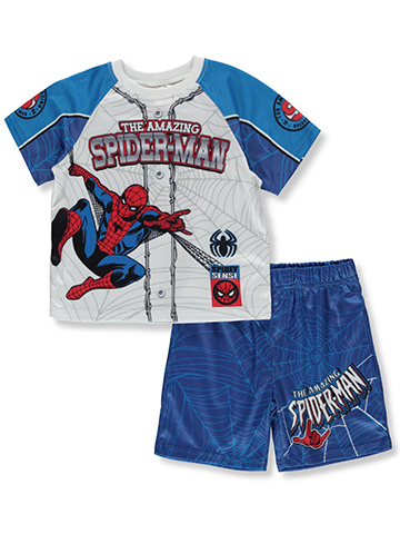 Spider-Man Boys' 2-Piece Baseball T-Shirt Shorts Set Outfit - CookiesKids.com