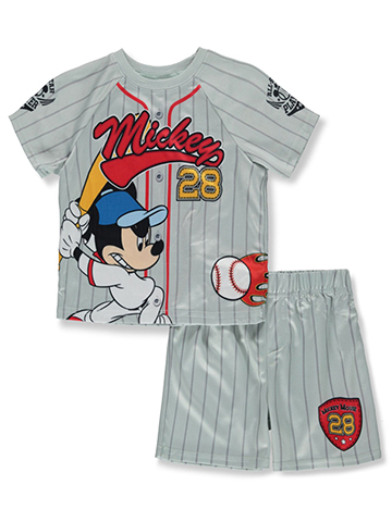 Disney Mickey Mouse Boys' 2-Piece Baseball Jersey Shirt Set Outfit - CookiesKids.com