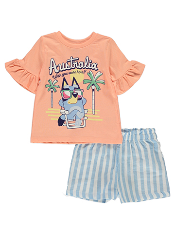Bluey Girls' 2-Piece Australia Shorts Set Outfit - CookiesKids.com