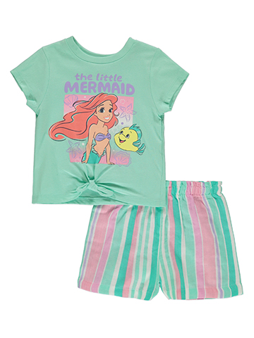 Disney The Little Mermaid Girls' 2-Piece Flounder Shorts Set Outfit - CookiesKids.com