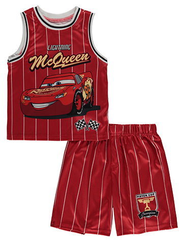 Disney Cars Boys' 2-Piece Lightning McQueen Basketball Shorts Set Outfit - CookiesKids.com