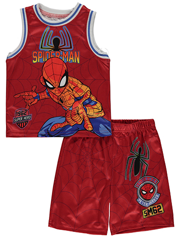 Spider-Man Boys' 2-Piece Basketball Jersey Set Outfit - CookiesKids.com