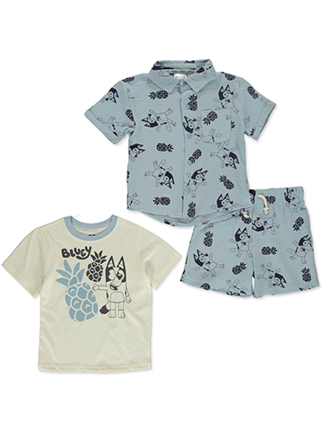 Bluey Boys' 3-Piece Button-Up Shirt Set Outfit - CookiesKids.com