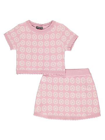 Vince Camuto Girls' 2-Piece Rose Sweater Skirt Set Outfit - CookiesKids.com
