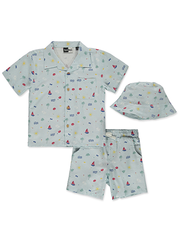 Mick Mack Boys' 3-Piece Boats Bucket Hat Cabana Shorts Set Outfit - CookiesKids.com